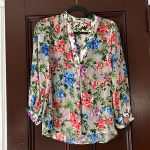 Alice + Olivia sheer velvet floral top